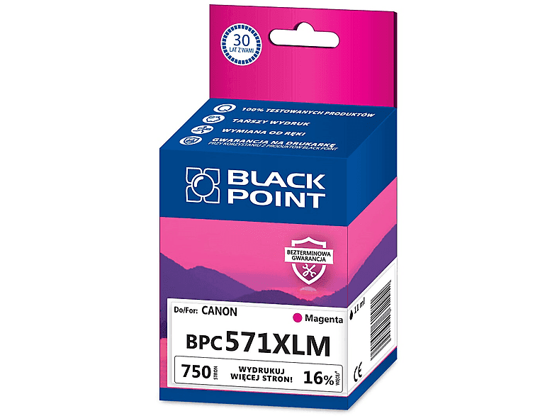 Wkład atramentowy BLACK POINT BPC571XLM Zamiennik Canon CLI-571MXL