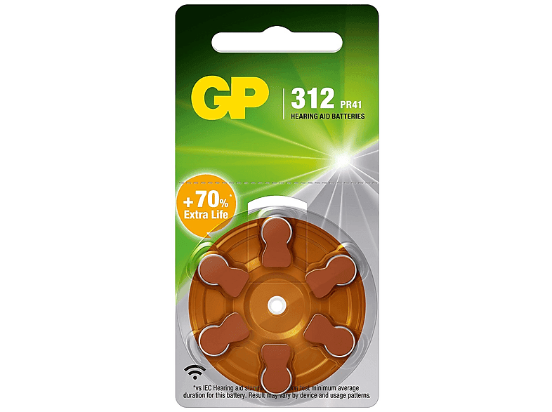 Bateria guzikowa do aparatów słuchowych GP ZA312/PR41 6szt.