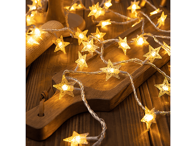 Lampki choinkowe BELINE LED Snowflake/Star 6m/40 lampek ciepły biały