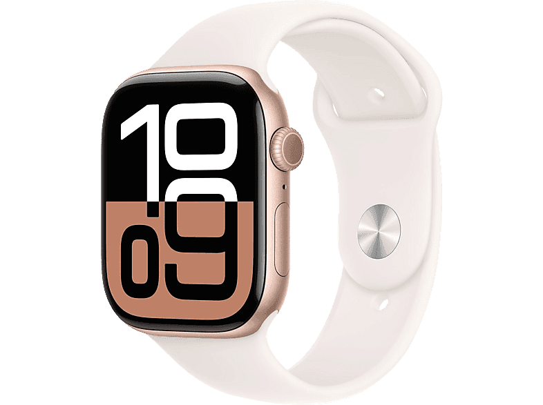 Smartwatch APPLE Watch Series 10 GPS Koperta 46mm z aluminium w kolorze różowego złota paskiem sportowym M/L łagodnego różu MWWU3ET/A