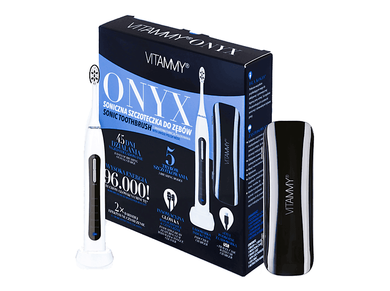 Szczoteczka soniczna VITAMMY Onyx Biało-czarny