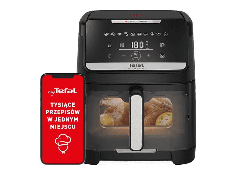 Frytkownica beztłuszczowa Air fryer TEFAL EY8468E0 Easy Fry Silence XXL 7 l Czarny