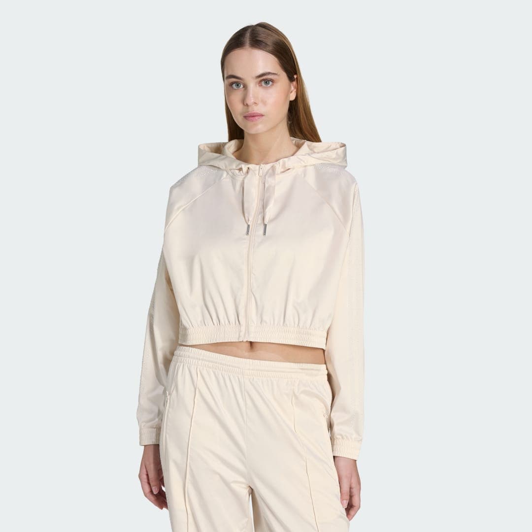 PEARL CROP BLUZA Z KAPTUREM Z SUWAKIEM
