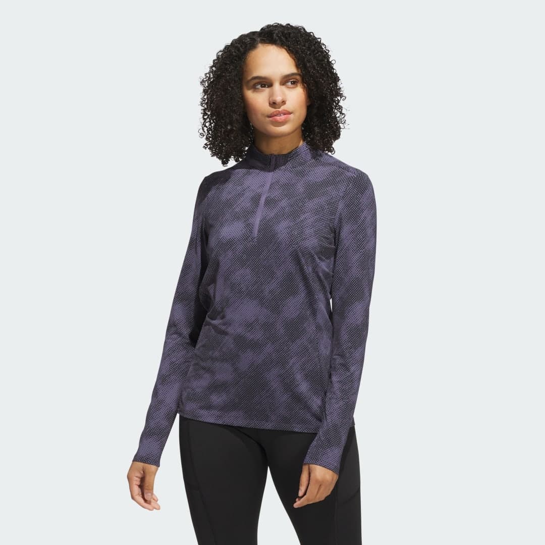 Ultimate365 Printed Quarter-Zip Mock Neck Top